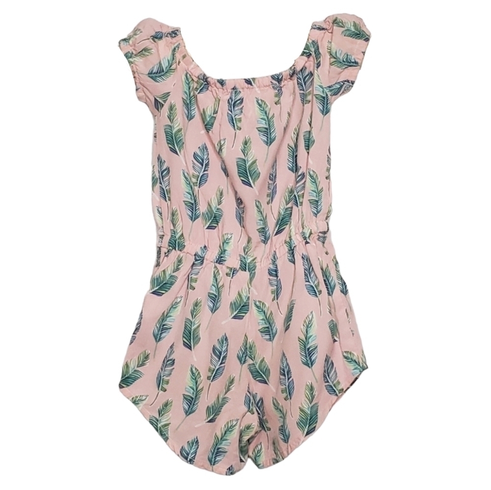 GINGERSNAPS Pink w Palm Leaves Spring Summer Romper for 2 yr old